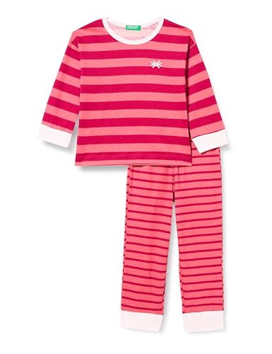 United Colors of Benetton Mädchen Pig(Maglia+Pant) 3ZTH0P04V Pyjamaset, Righe Rosso Magenta e Rosa Salmone 65J, M von United Colors of Benetton