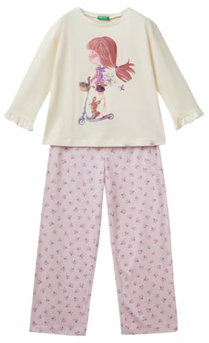 United Colors of Benetton Mädchen Pig(Maglia+Pant) 3y5e0p08b Pyjamaset, Weiß, S von United Colors of Benetton