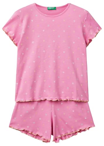 United Colors of Benetton Mädchen Pig(t-Shirt+Short) 33on0p08a Pyjamaset, Mehrfarbig, M von United Colors of Benetton