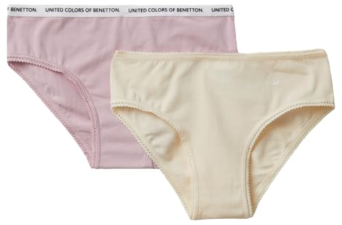 United Colors of Benetton Mädchen Set 2 Slip 3mc10s1bf Unterwäsche, beige, 170 cm von United Colors of Benetton