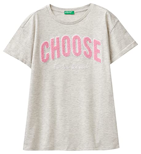 United Colors of Benetton Mädchen T 3096C10AY Kurzarm Shirt, Grigio Melange Chiaro 517, S von United Colors of Benetton