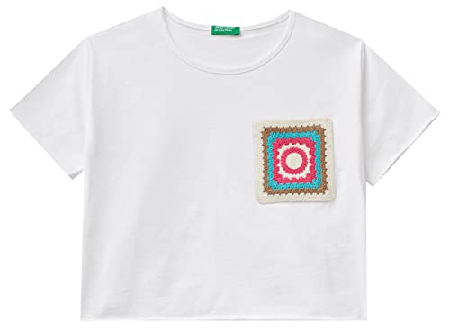 United Colors of Benetton Mädchen T 3LHAC10BV Kurzarm Shirt, Bianco 101, S von United Colors of Benetton