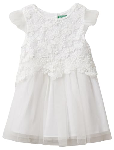 United Colors of Benetton Mädchen und Mädchen 40wmgv01r Kleid, Weiß, 116 cm von United Colors of Benetton