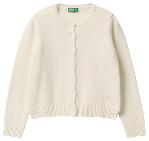 United Colors of Benetton Mädchen und Mädchen Jacke M/L 1244c500f Strickjacke, Bianco Panna 000, 140 cm von United Colors of Benetton