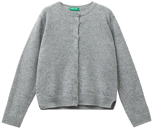 United Colors of Benetton Mädchen und Mädchen Jacke M/L 1244c500f Strickjacke, Grigio Melange 501, 130 cm von United Colors of Benetton