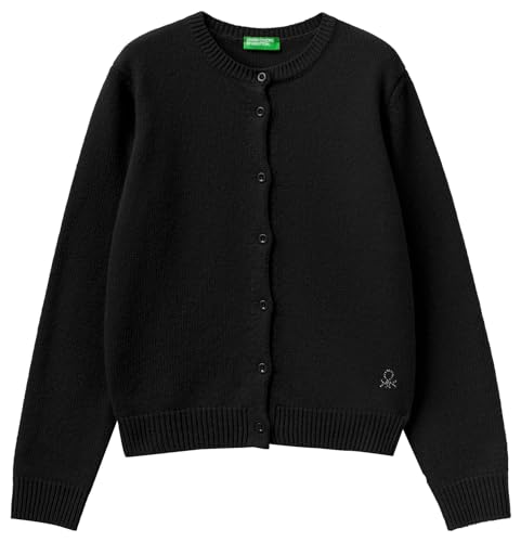 United Colors of Benetton Mädchen und Mädchen Jacke M/L 1244c500f Strickjacke, Nero 100, 130 cm von United Colors of Benetton