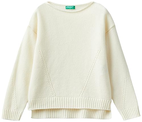 United Colors of Benetton Mädchen und Mädchen Trikot G/C M/L 124yc103y Pullover, Bianco Panna 000, 140 cm von United Colors of Benetton