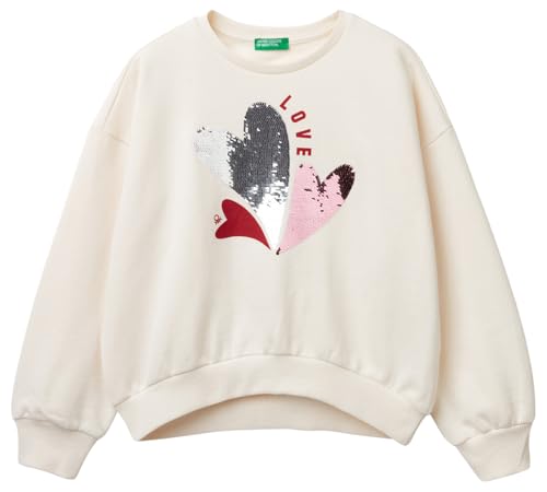 United Colors of Benetton Mädchen und Mädchen Trikot G/C M/L 3J68C10K0 Kapuzenpullover, Weiß, 160 cm von United Colors of Benetton