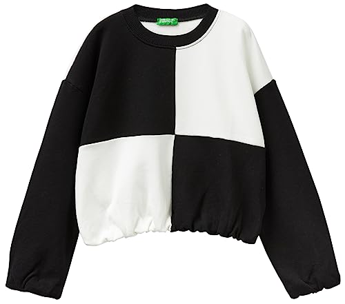 United Colors of Benetton Mädchen und Mädchen Trikot G/C M/L 3J68C10dq Sweatshirt, Quadri Nero E Bianco 074, 140 cm von United Colors of Benetton