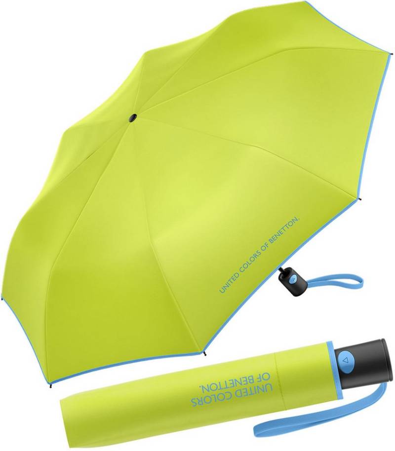 United Colors of Benetton Taschenregenschirm Mini Automatik FS 2024 - acid lime, leuchtende Modefarben mit kontrastreichem Saum von United Colors of Benetton