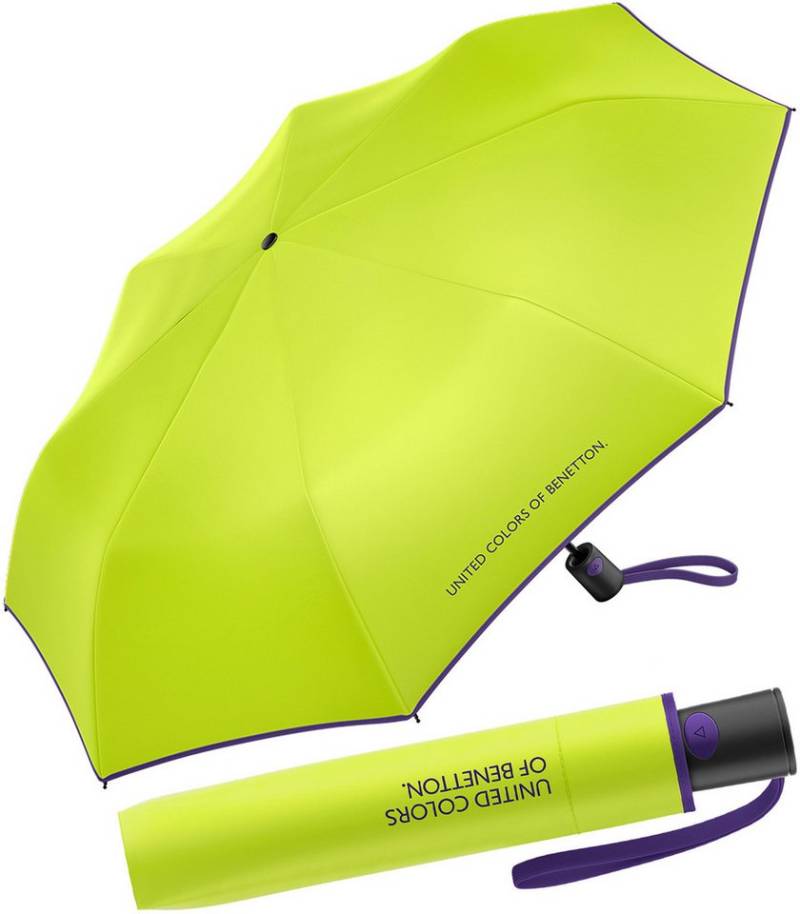 United Colors of Benetton Taschenregenschirm Mini Automatik HW 2024 - kiwi colada, leuchtende Modefarben mit kontrastreichem Saum von United Colors of Benetton