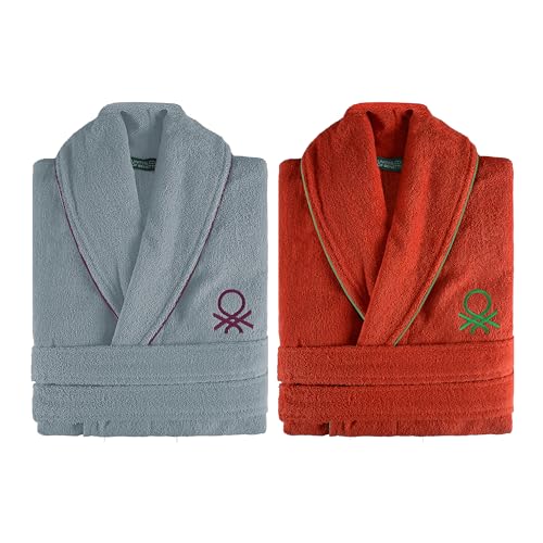 United Colors of Benetton Unisex Bathrobe 100% Cotton 360gsm L/Xl (Assorted Colours Red Or Grey) Tevere Be Bademantel für Damen und Herren, Multicolor, L-XL EU von United Colors of Benetton