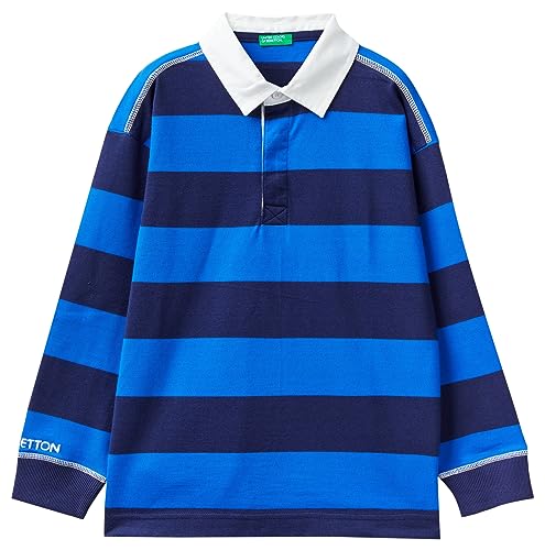 United Colors of Benetton Unisex Kinder Poloshirt M/L 3s80c3017 Polohemd, Righe Bluette E Blu Scuro 903, 170 cm von United Colors of Benetton