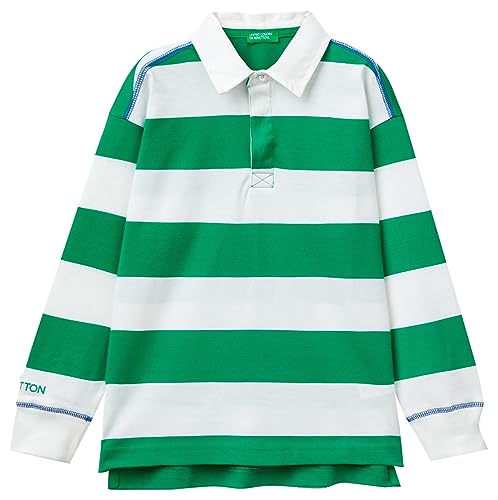 United Colors of Benetton Unisex Kinder Poloshirt M/L 3s80c3017 Polohemd, Righe Verde E Bianco 901, 130 cm von United Colors of Benetton