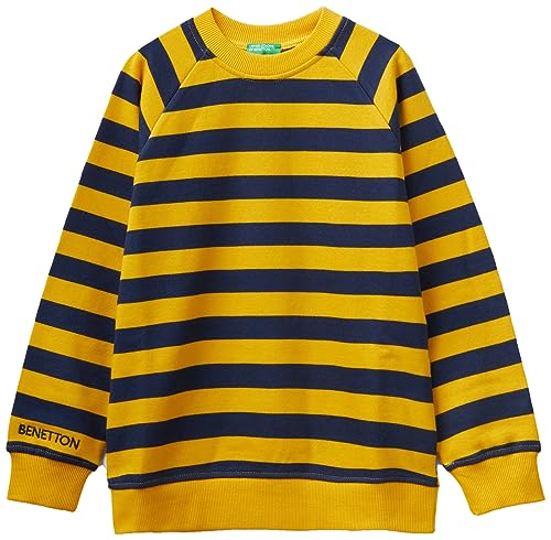 United Colors of Benetton Unisex-Kinder und Jugendliche Masche G/C M/L 36plc10de Sweatshirt, Righe Giallo Ocra E Blu Scuro 902, 160 cm von United Colors of Benetton