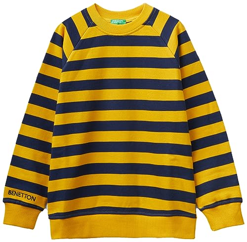 United Colors of Benetton Unisex-Kinder und Jugendliche Masche G/C M/L 36plc10de Sweatshirt, Righe Giallo Ocra E Blu Scuro 902, 170 cm von United Colors of Benetton