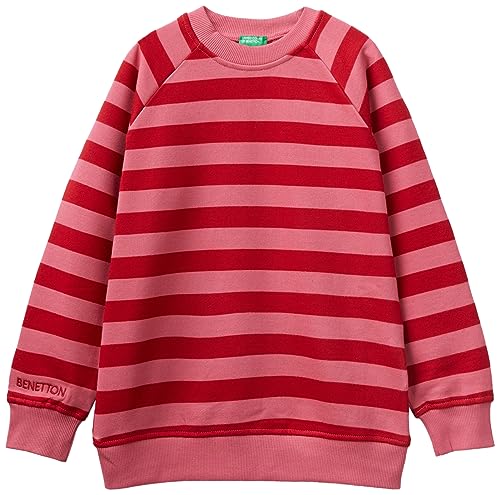 United Colors of Benetton Unisex-Kinder und Jugendliche Masche G/C M/L 36plc10de Sweatshirt, Righe Rosa Salmone E Rosso 903, 150 cm von United Colors of Benetton