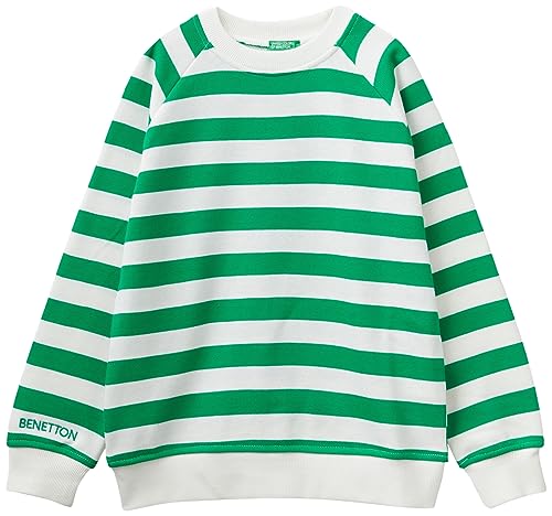 United Colors of Benetton Unisex-Kinder und Jugendliche Masche G/C M/L 36plc10de Sweatshirt, Righe Verde E Bianco 901, S von United Colors of Benetton