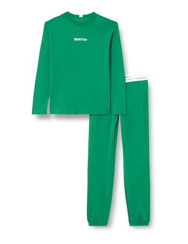 United Colors of Benetton Unisex – Kinder und Jugendliche Pig(Maglia+Pant) 30960P05B Pyjamaset, Verde Bosco 1U3, S von United Colors of Benetton