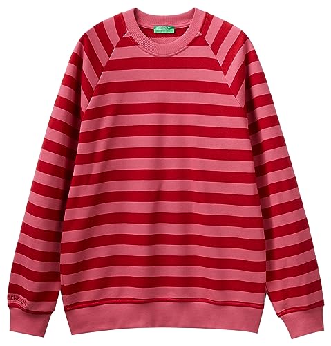 United Colors of Benetton Unisex Masche G/C M/L 36plu106d Sweatshirt, Streifen Rot und Lachsrosa 903, L von United Colors of Benetton