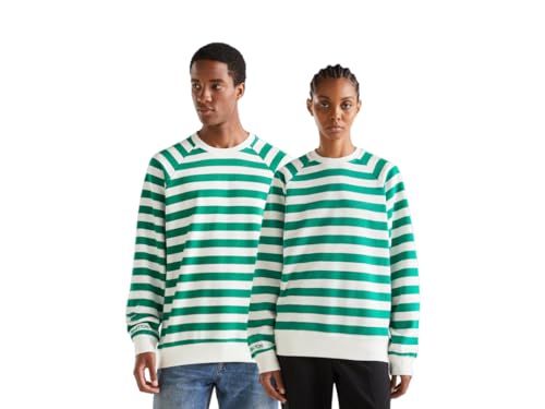 United Colors of Benetton Unisex Masche G/C M/L 36plu106d Sweatshirt, Streifen grün und weiß 901, L von United Colors of Benetton