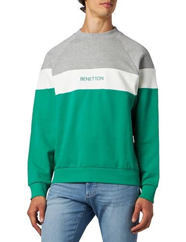 United Colors of Benetton Unisex Maschenweite G/C M/L 3fppu106c Sweatshirt, Grün und Grau 108, XL von United Colors of Benetton