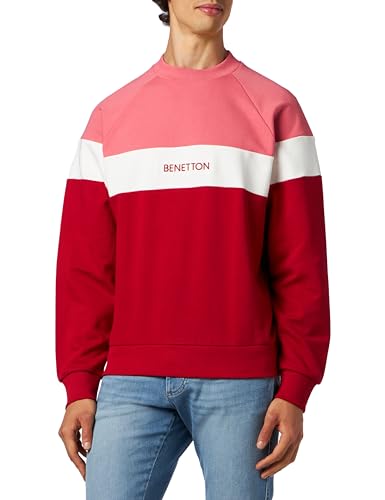 United Colors of Benetton Unisex Maschenweite G/C M/L 3fppu106c Sweatshirt, Rot und Rosa Lachs 0 V3, S von United Colors of Benetton