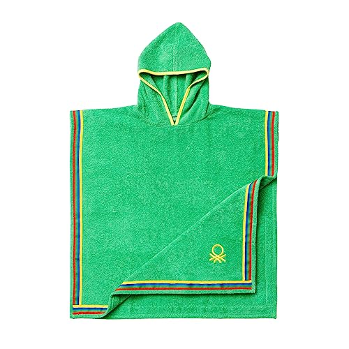 United Colors of Benetton Unisex Kids Poncho Bathrobe 65X65CM 380 GSM 100% Cotton Green BE Bademäntel, Grün, 7 bis 14 Jahre von United Colors of Benetton