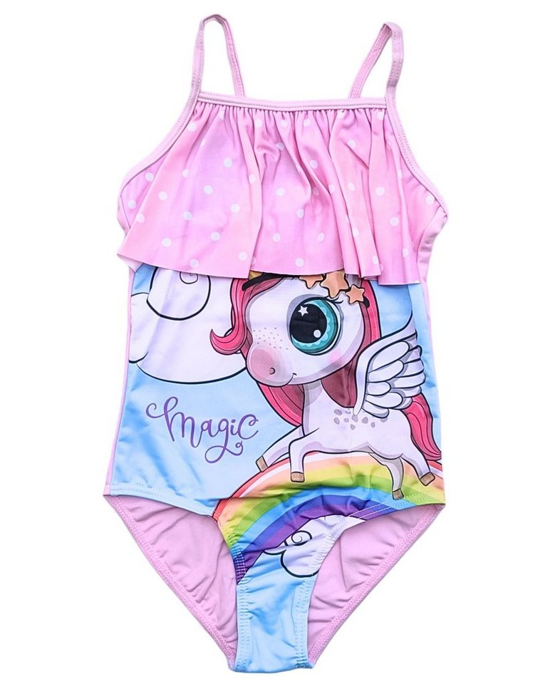 United Essentials Badeanzug Einhorn Mädchen Schwimmanzug mit Rüschen Gr. 92 - 128 cm von United Essentials