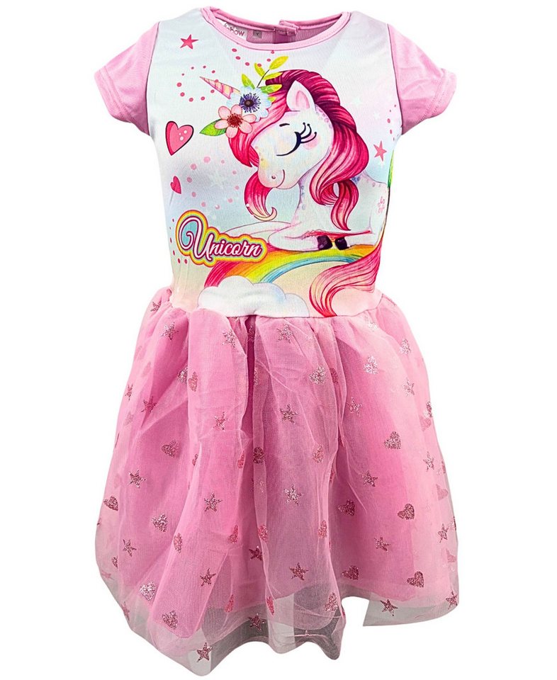 United Essentials Sommerkleid Einhorn Mädchenkleid mit Tüll & Glitzer Gr. 92-128 cm von United Essentials