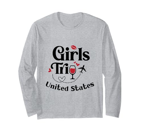 Cute Wine Girls Trip Urlaub in Großbritannien Langarmshirt von United Kingdom Outfit Funny Cruise T-Shirts Ideas