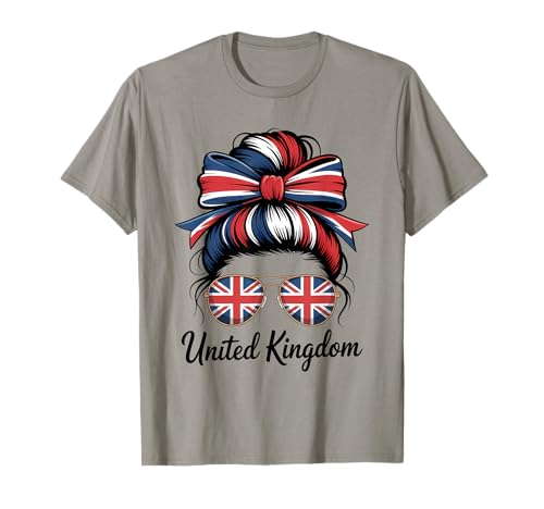 Vereinigtes Königreich Messy Bun Girl T-Shirt von United Kingdom UK Flag