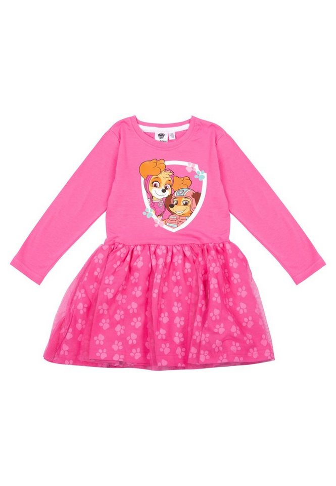United Labels® A-Linien-Kleid langärmlig - Paw Patrol: Skye & Liberty - Rock mit Tatzen allover von United Labels®