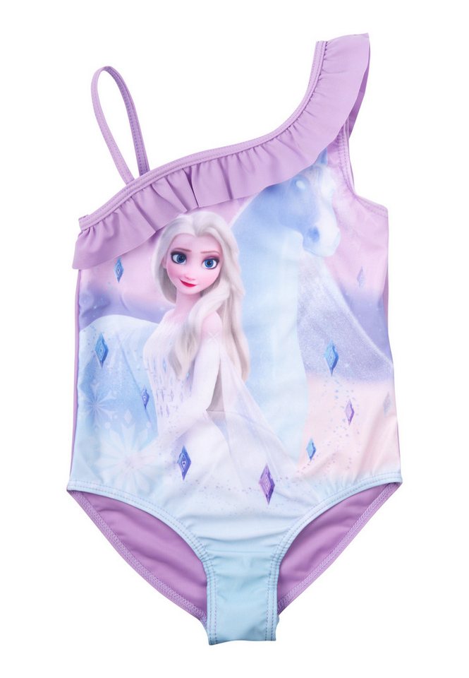 United Labels® Badeanzug Die Eiskönigin Badeanzug mit Rüschen Mädchen Elsa Frozen Lila von United Labels®