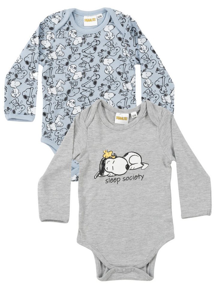 United Labels® Body 2er Set Peanuts Snoopy Baby Body Strampler Schlafstrampler Langarm von United Labels®