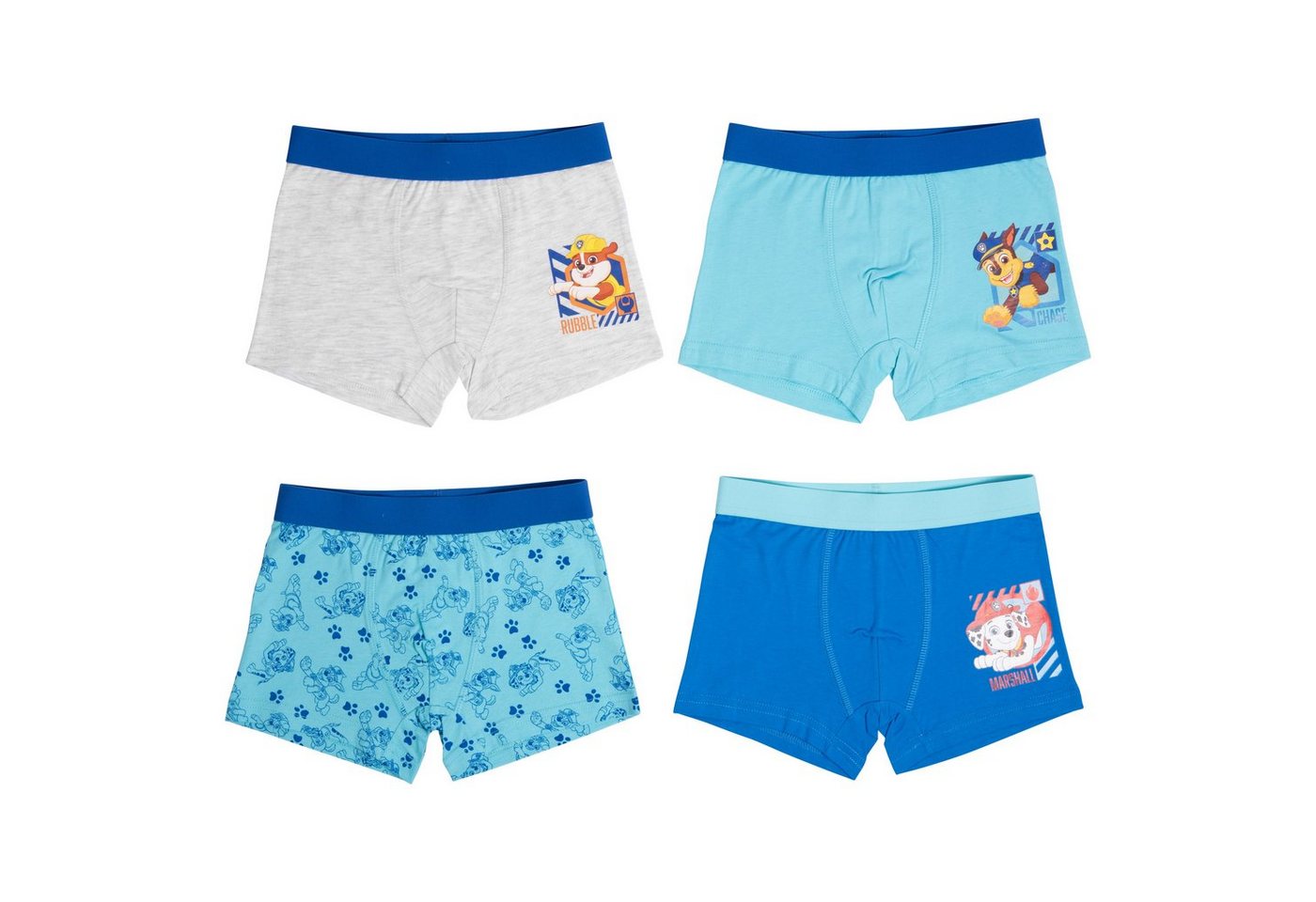 United Labels® Boxershorts Paw Patrol - Boxershorts für Jungen Unterhose Blau/Grau (4er Pack) von United Labels®