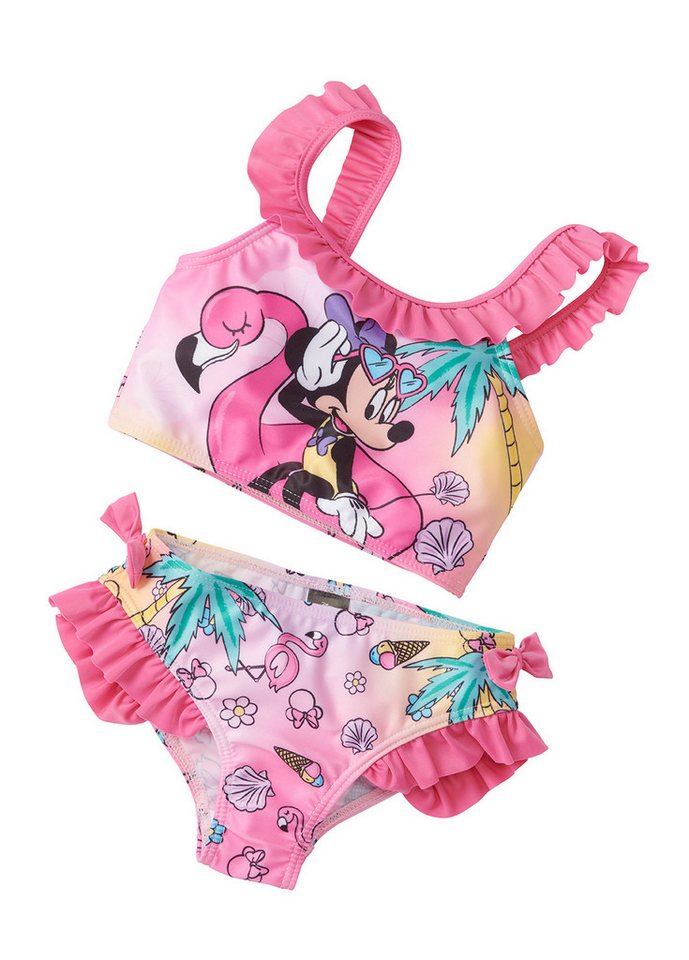 United Labels® Bustier-Bikini Disney Minnie Mouse Bikini mit Rüschen für Mädchen Zweiteiler Pink von United Labels®