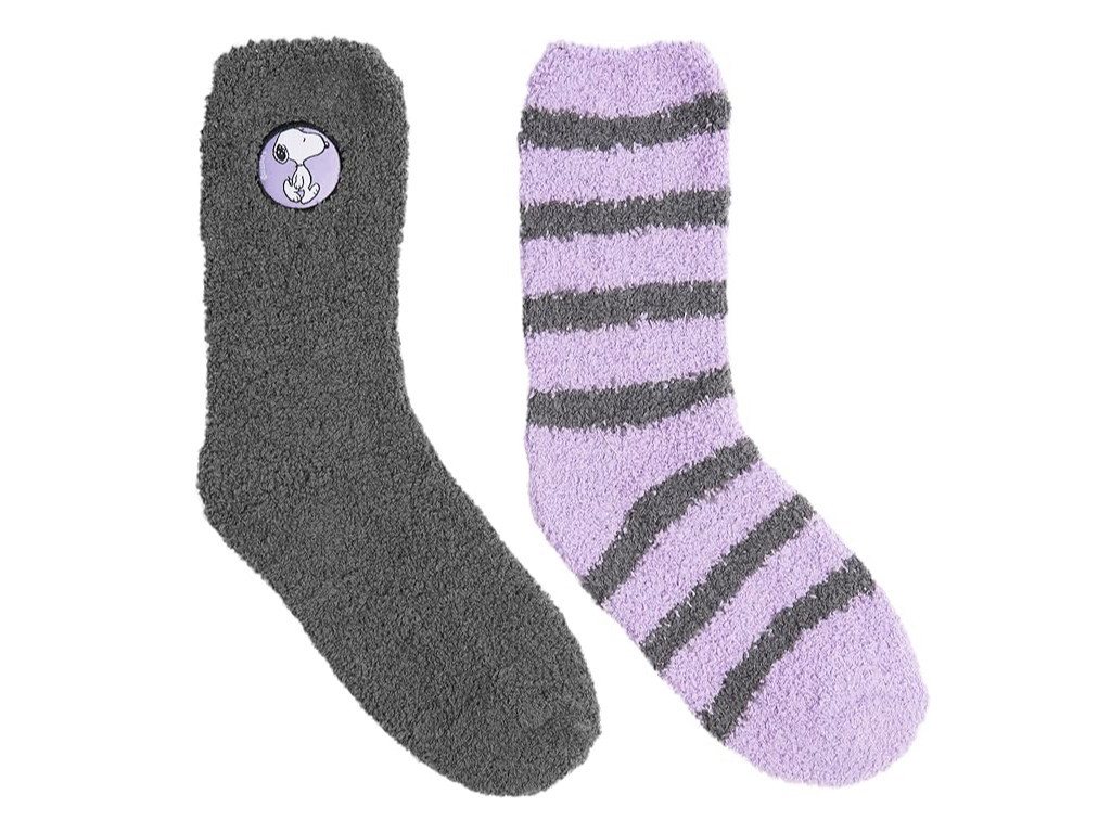 United Labels® Freizeitsocken Peanuts Snoopy Kuschelsocken uni und geringelt (2er Pack) von United Labels®