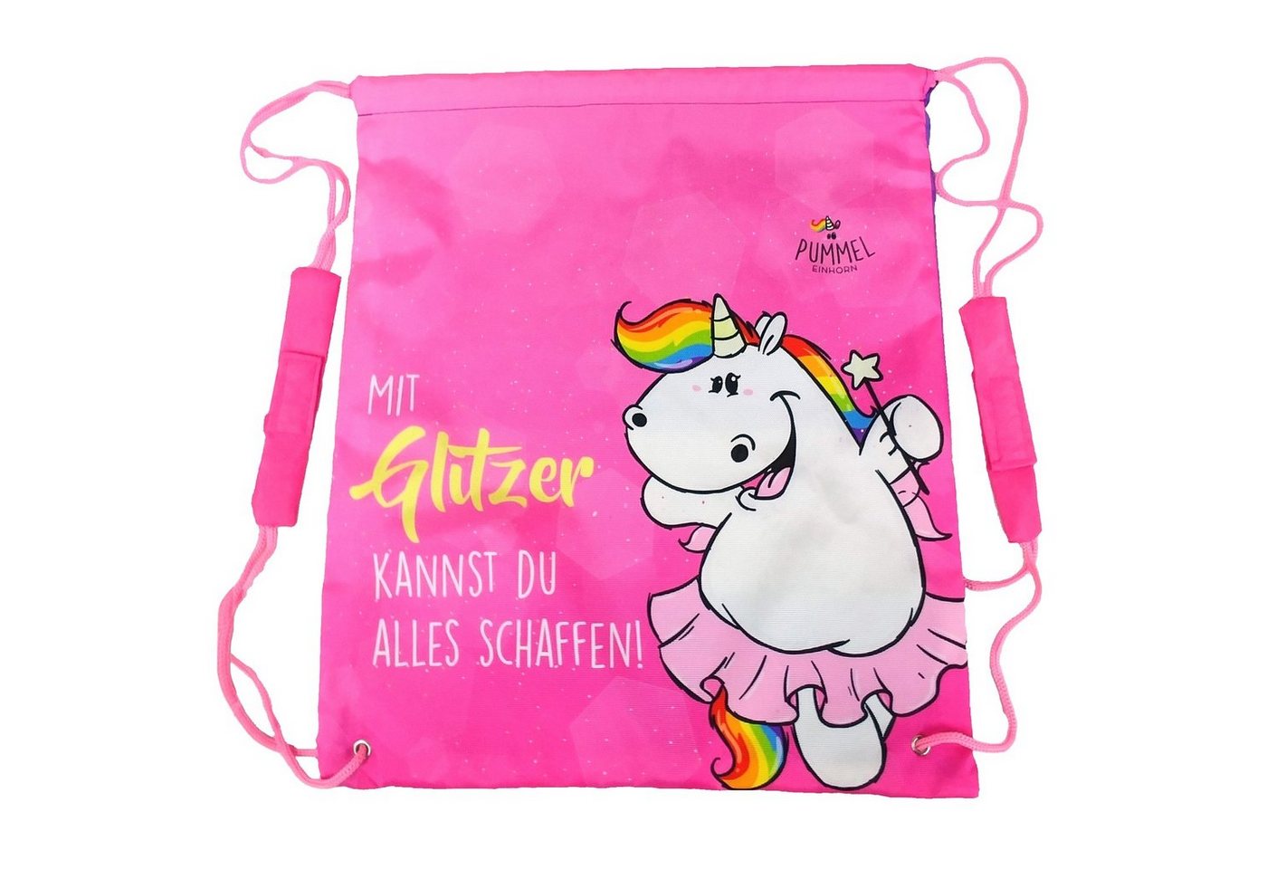 United Labels® Gymbag Pummel & Friends Turnbeutel Pummelfee - Mit Glitzer kannst du alles schaffen! Sportbeutel mit Kordelzug Pink 40 x 35 cm von United Labels®