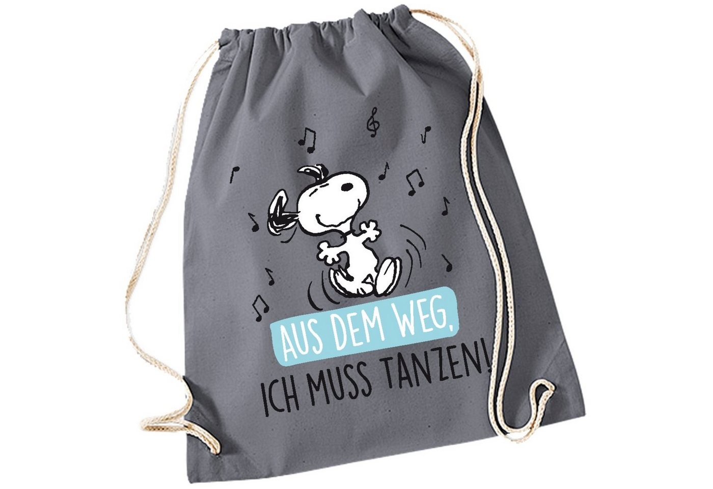 United Labels® Gymbag The Peanuts Turnbeutel Snoopy – Aus dem Weg, ich muss tanzen! Grau von United Labels®