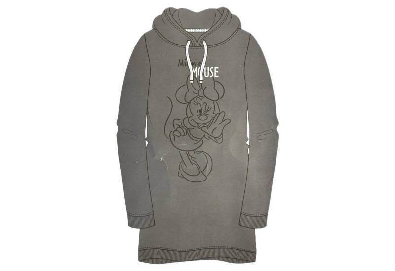United Labels® Kapuzenpullover Minnie Mouse Kapuzenpullover lang - Sweatkleid für Damen Grau Gr. L von United Labels®
