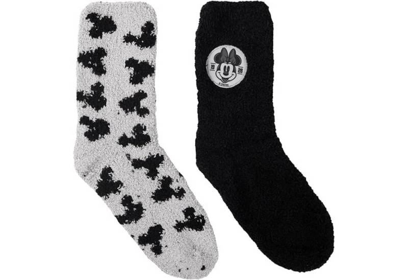United Labels® Kuschelsocken Minnie Mouse Damen Kuschelsocken 2er Pack - Grau/Schwarz 39-42 von United Labels®