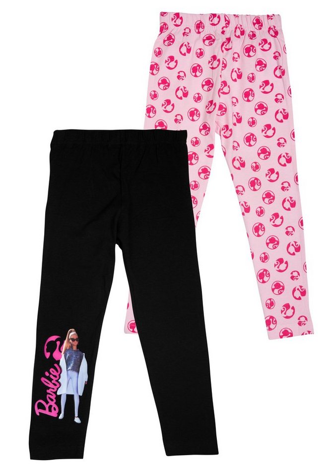 United Labels® Leggings Barbie Leggings Mädchen Leggins Mädchenhose Rosa/Schwarz 2er Pack von United Labels®