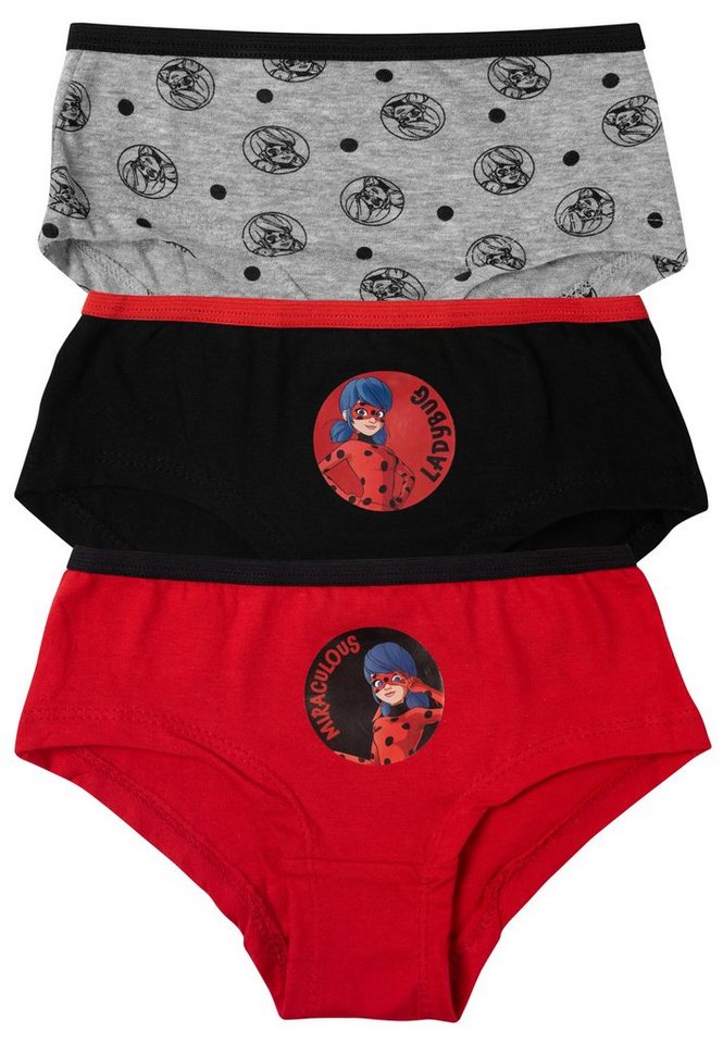 United Labels® Panty Miraculous Panty Mädchen - Ladybug Kinder Unterhose Slip (3er Pack) von United Labels®