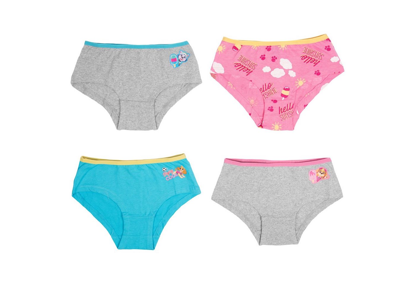 United Labels® Panty Paw Patrol - Unterhose für Mädchen Grau/Blau/Rosa (4er Pack) von United Labels®