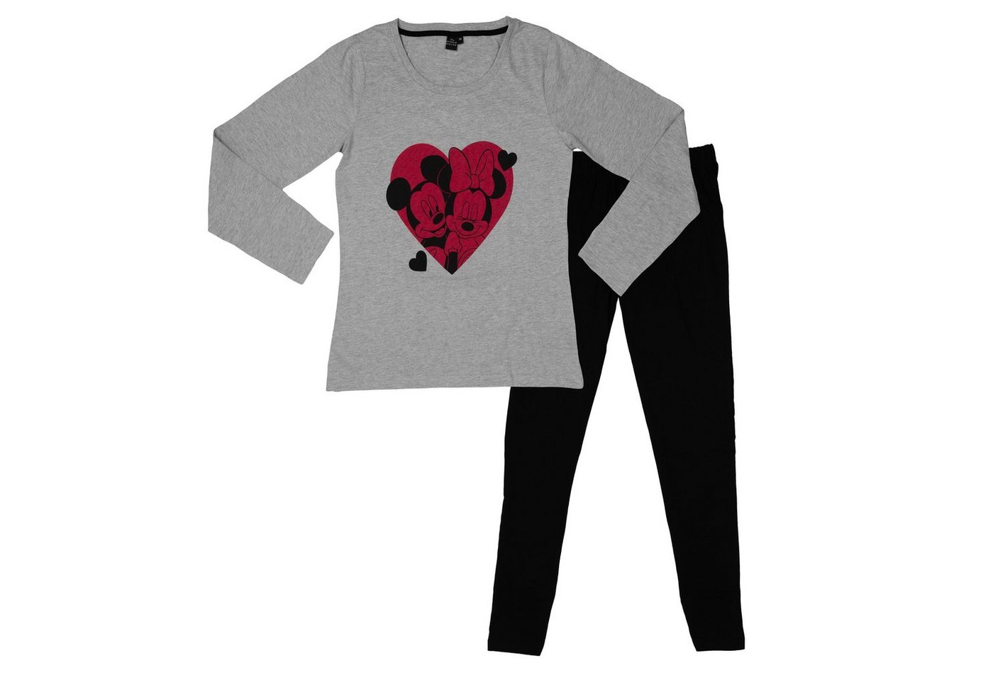 United Labels® Schlafanzug Disney Minnie Mouse Schlafanzug für Damen - Herzen Hose Grau/Schwarz von United Labels®