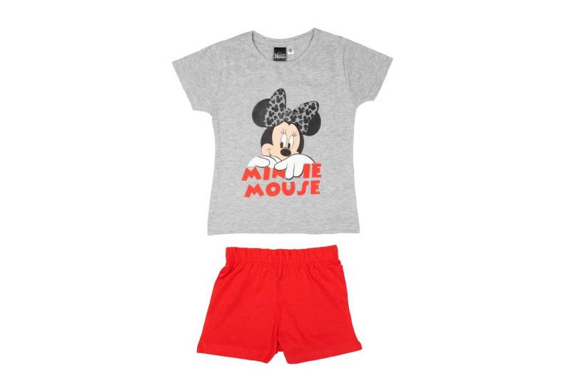 United Labels® Schlafanzug Disney Minnie Mouse Schlafanzug für Mädchen Kurzarm Grau/Rot von United Labels®