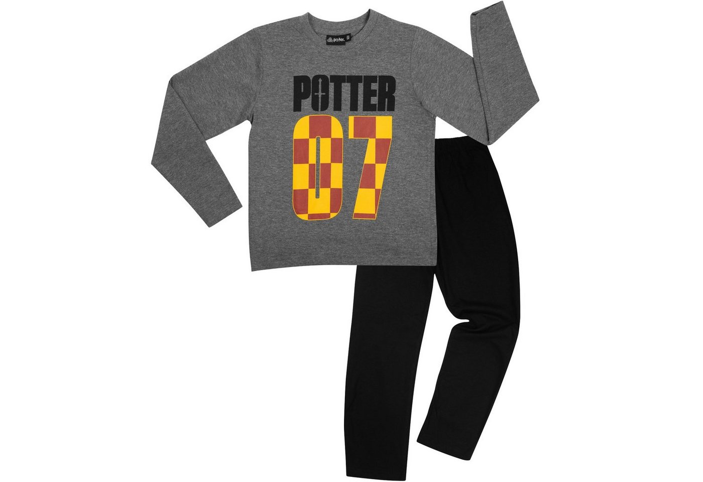 United Labels® Schlafanzug Harry Potter Schlafanzug für Jungen Pyjama Set Langarm Grau/Schwarz von United Labels®