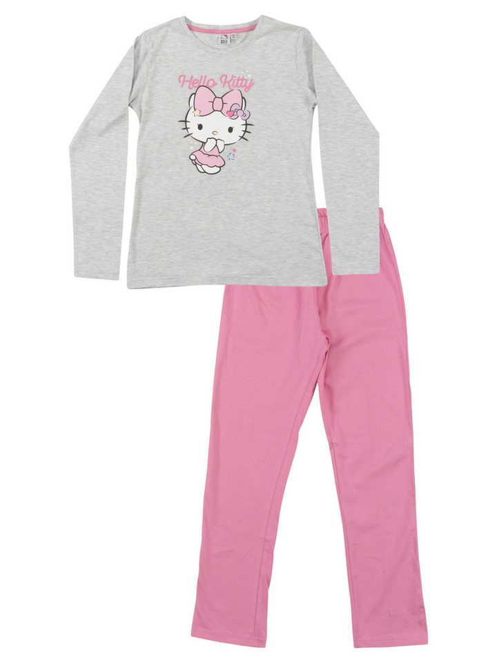 United Labels® Schlafanzug Hello Kitty Schlafanzug Bow Pyjama Set Langarm Oberteil mit Hose von United Labels®