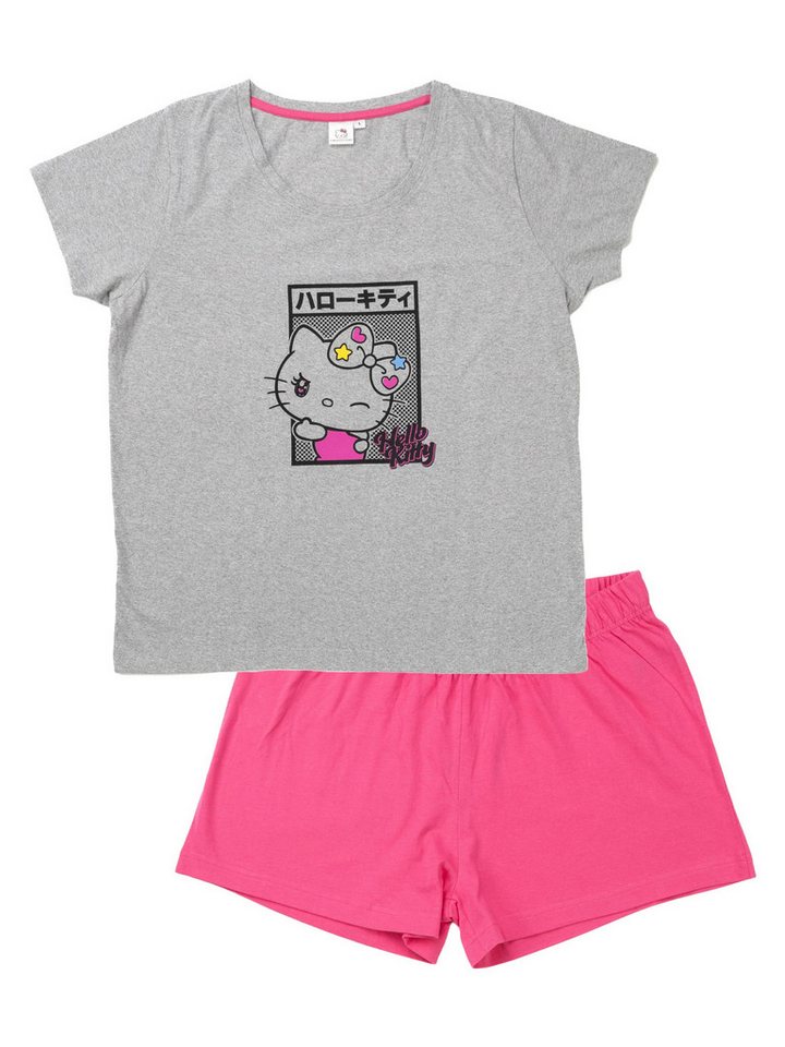 United Labels® Schlafanzug Hello Kitty Schlafanzug Pyjama Set Kurzarm Oberteil mit Shorts von United Labels®
